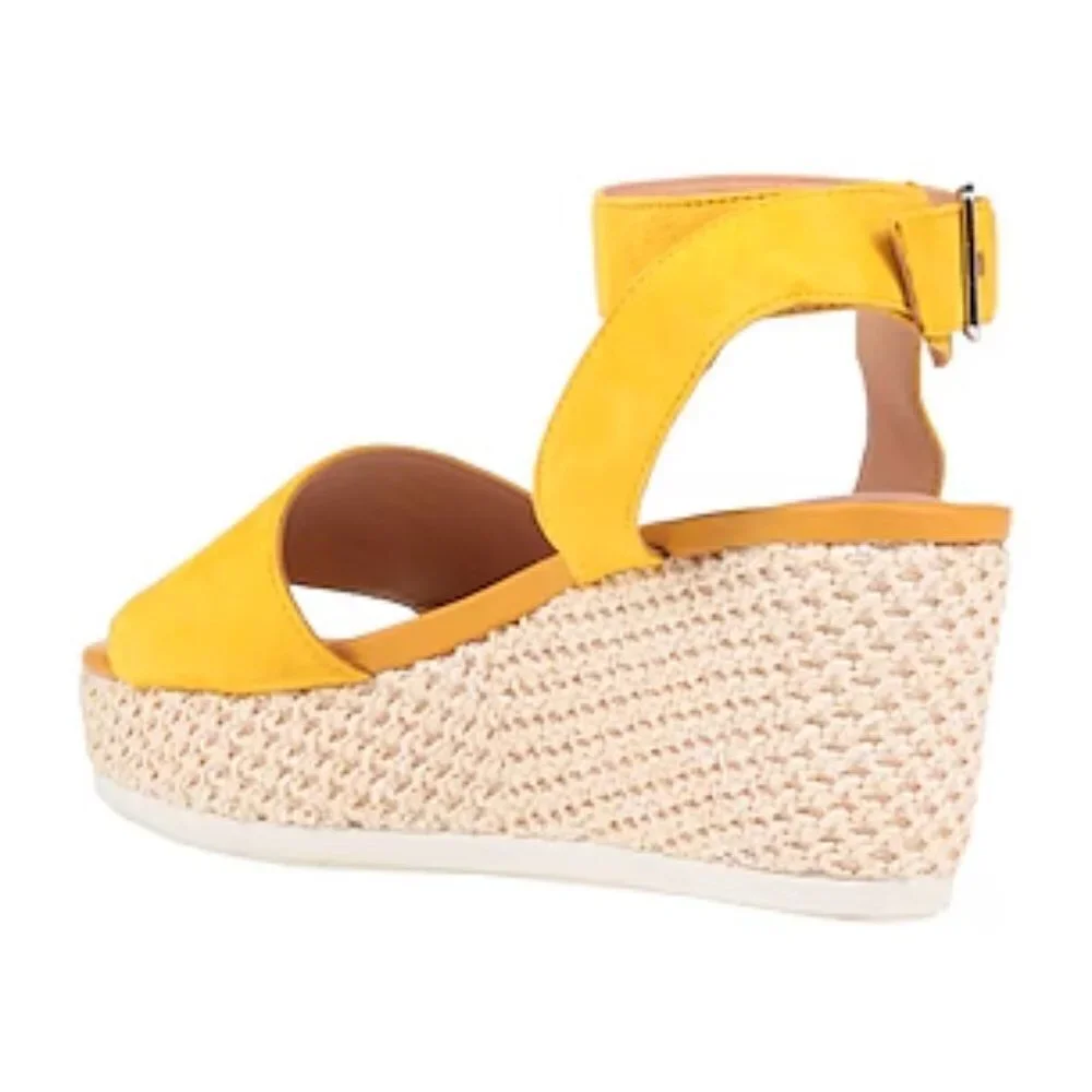 Geox Women's D Lipari a Sandals Yellow Suede Wedge Espadrilles Size: 10 NIB